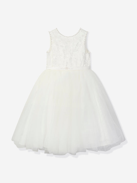 Sarah Louise Girls Ceremonial Ballerina Length Dress in Ivory