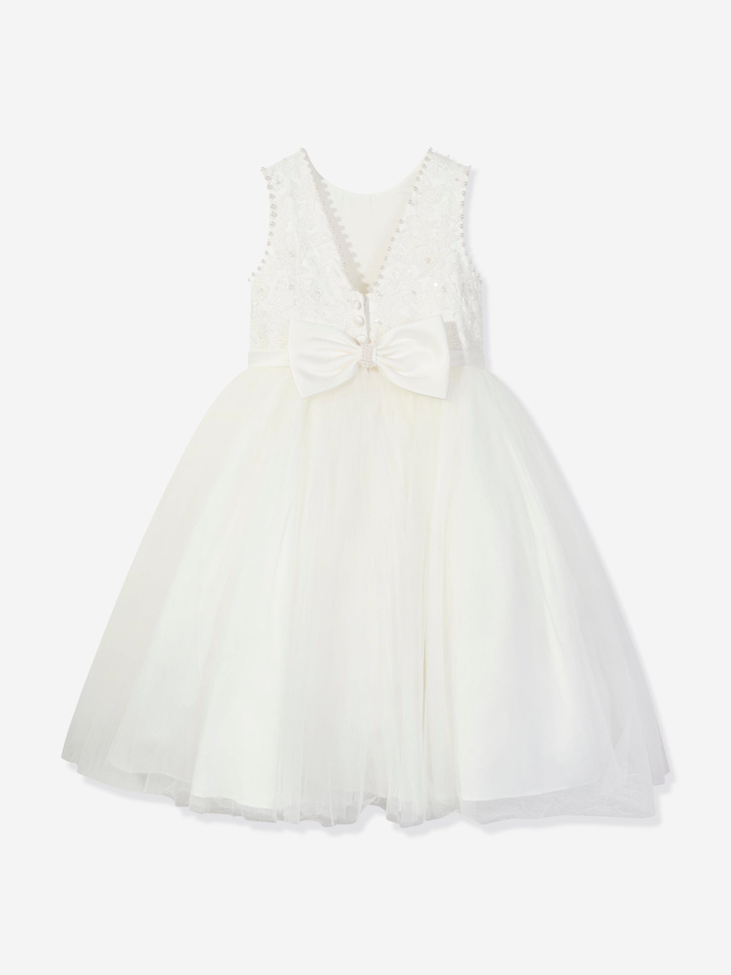 Sarah Louise Girls Ceremonial Ballerina Length Dress in Ivory