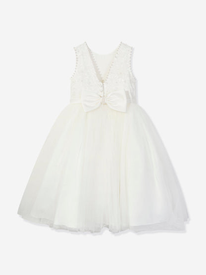 Sarah Louise Girls Ceremonial Ballerina Length Dress in Ivory