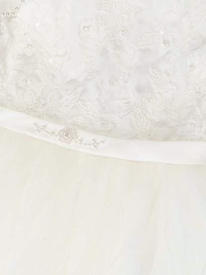 Sarah Louise Girls Ceremonial Ballerina Length Dress in Ivory