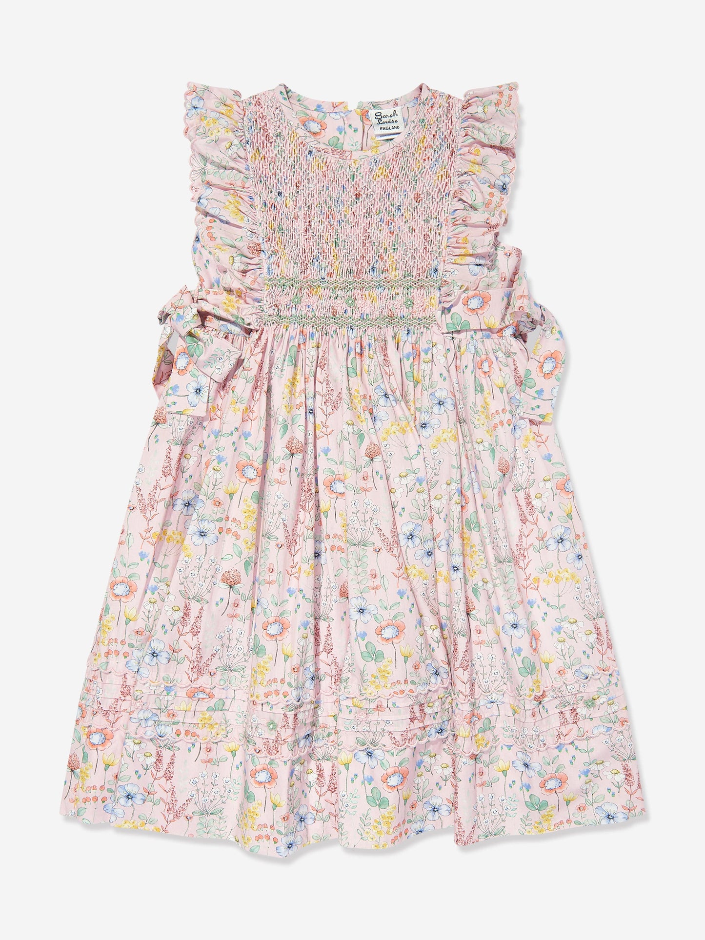 Sarah Louise Girls Embroidered Dress in Multicolour
