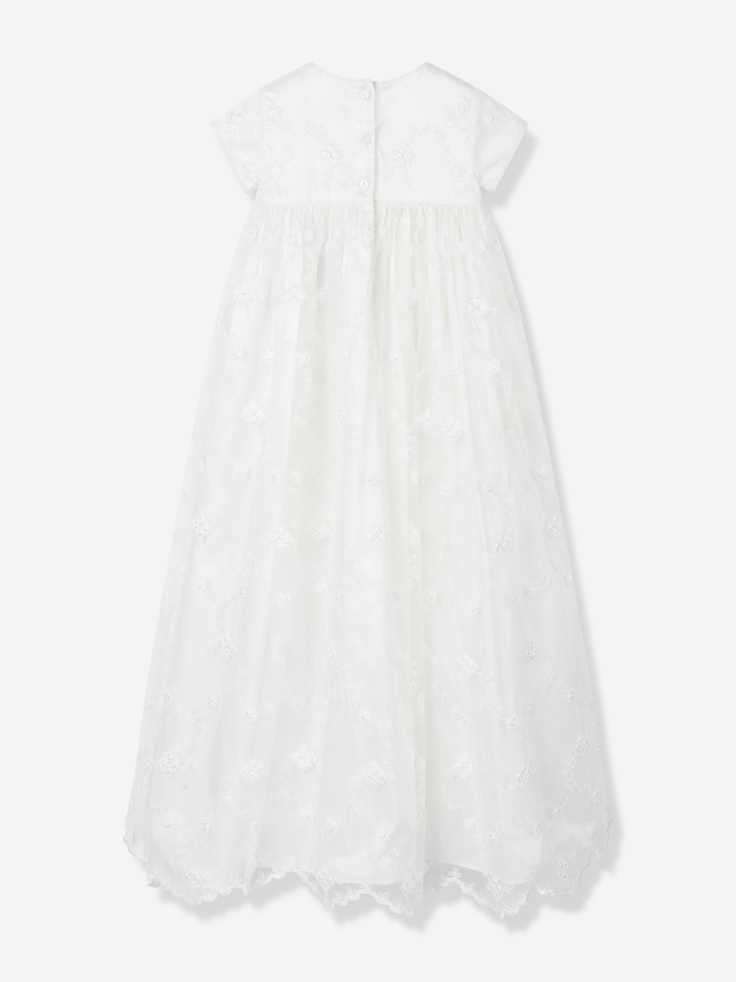 Sarah Louise Baby Girls Silk Christening Robe and Bonnet in Ivory