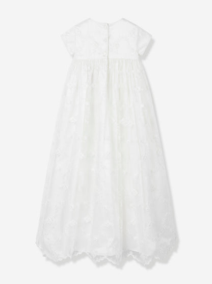 Sarah Louise Baby Girls Silk Christening Robe and Bonnet in Ivory