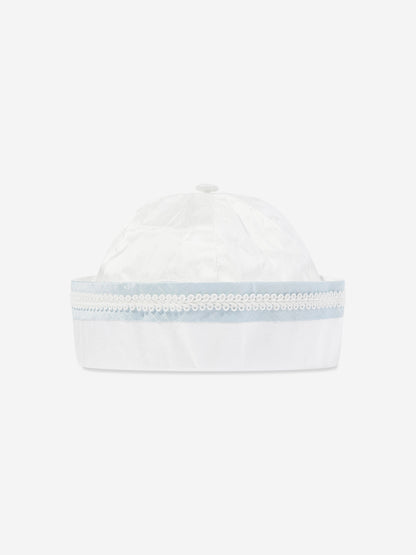 Sarah Louise Baby Boys Silk Romper and Hat in Ivory
