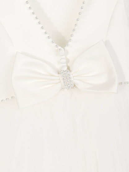 Sarah Louise Girls Ceremonial Ballerina Length Dress in Ivory