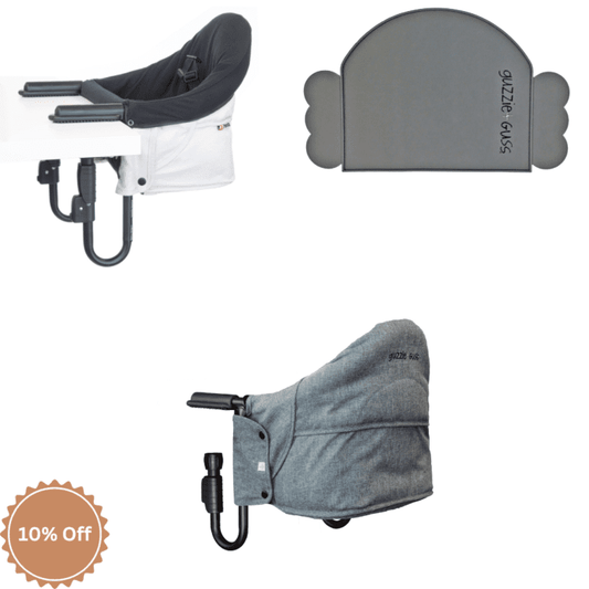 guzzie+Guss -Perch Clip On Highchair Bundle (includes Salt&Pepper Perch, Liner & Placemat)