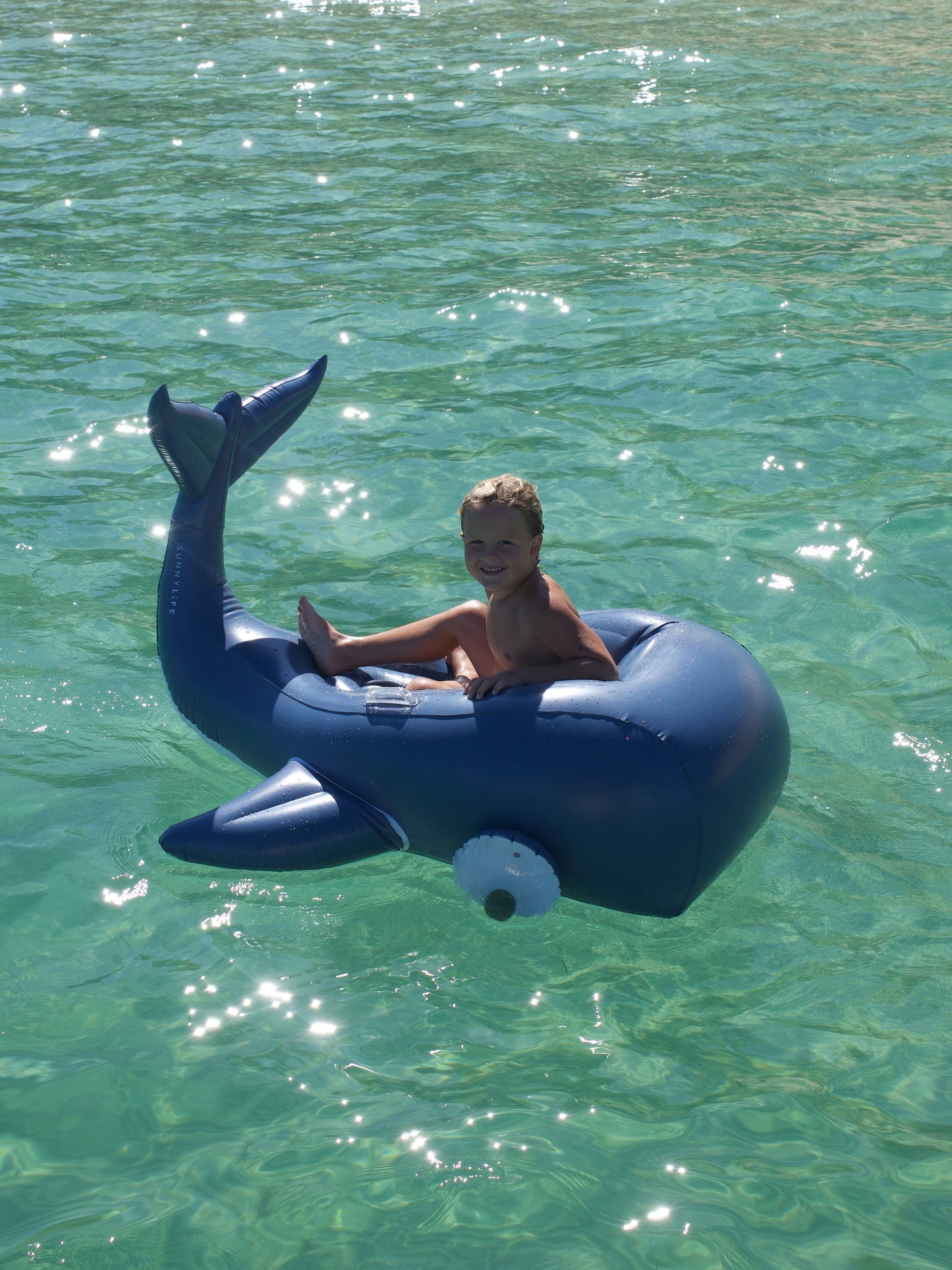 Sunnylife Kids Moby Dick Luxe Ride-On Float in Navy (142cm)