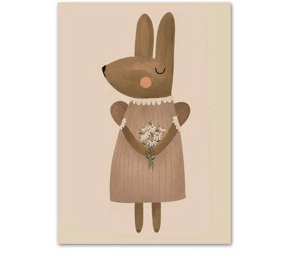 Boho Cartoon Animal Wall Art – Rabbit, Mouse & Goose Nursery Prints