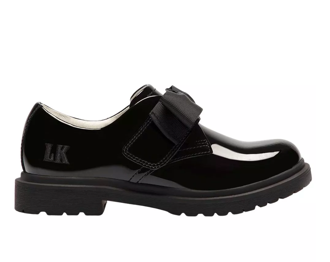 Miss LK  Lelli Kelly Faye Girls Black Patent Bow School Shoes