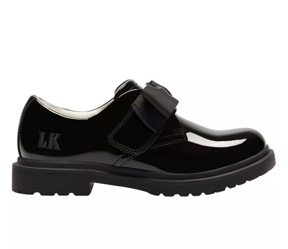 Miss LK  Lelli Kelly Faye Girls Black Patent Bow School Shoes