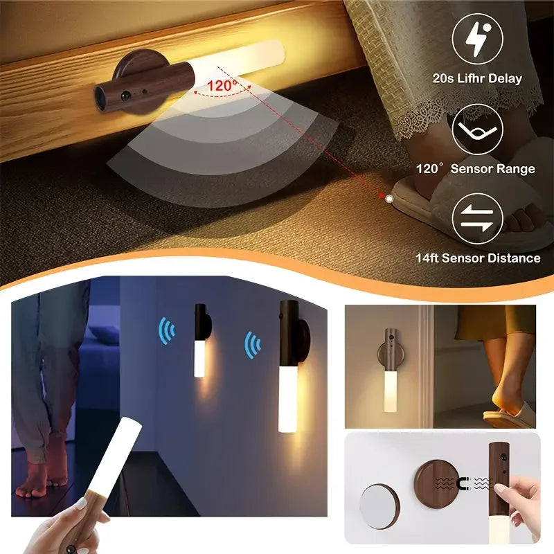 Smart Motion Sensor Night Light – Rechargeable Magnetic LED Wall Lamp