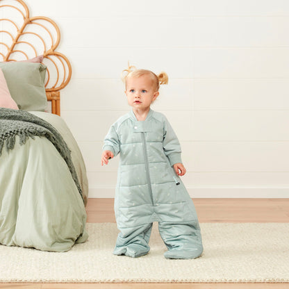 ergoPouch - Organic Winter Long Sleeved 2 in 1 Sleeping Suit Bag - Sage 3.5 TOG