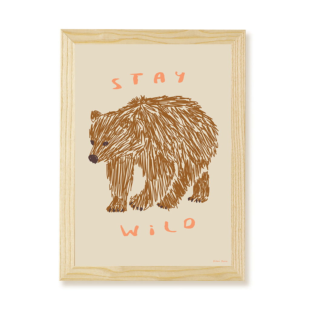 Hibou Design Stay Wild Art Print - Taupe