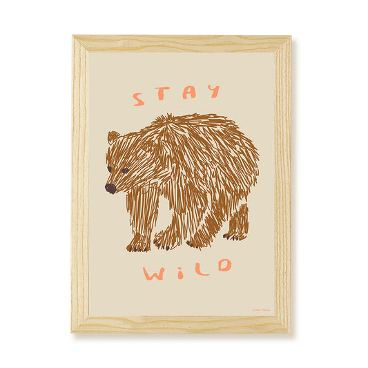 Hibou Design Stay Wild Art Print - Taupe