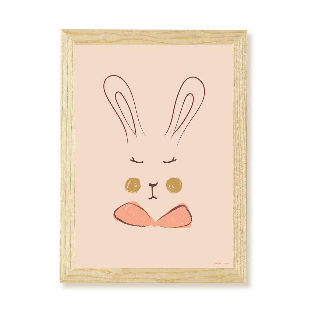 Hibou Design Sylvie Rabbit Art Print - Coral