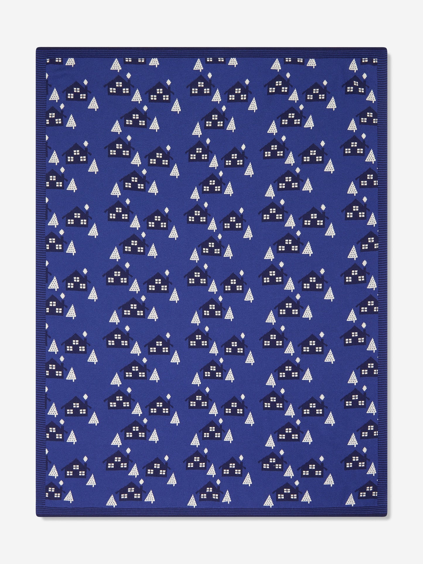 The Bonnie Mob Baby Boys Fawn Cabin Knit Shawl in Blue