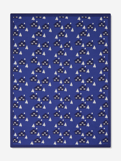 The Bonnie Mob Baby Boys Fawn Cabin Knit Shawl in Blue