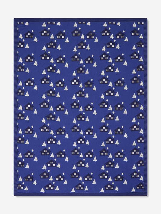 The Bonnie Mob Baby Boys Fawn Cabin Knit Shawl in Blue