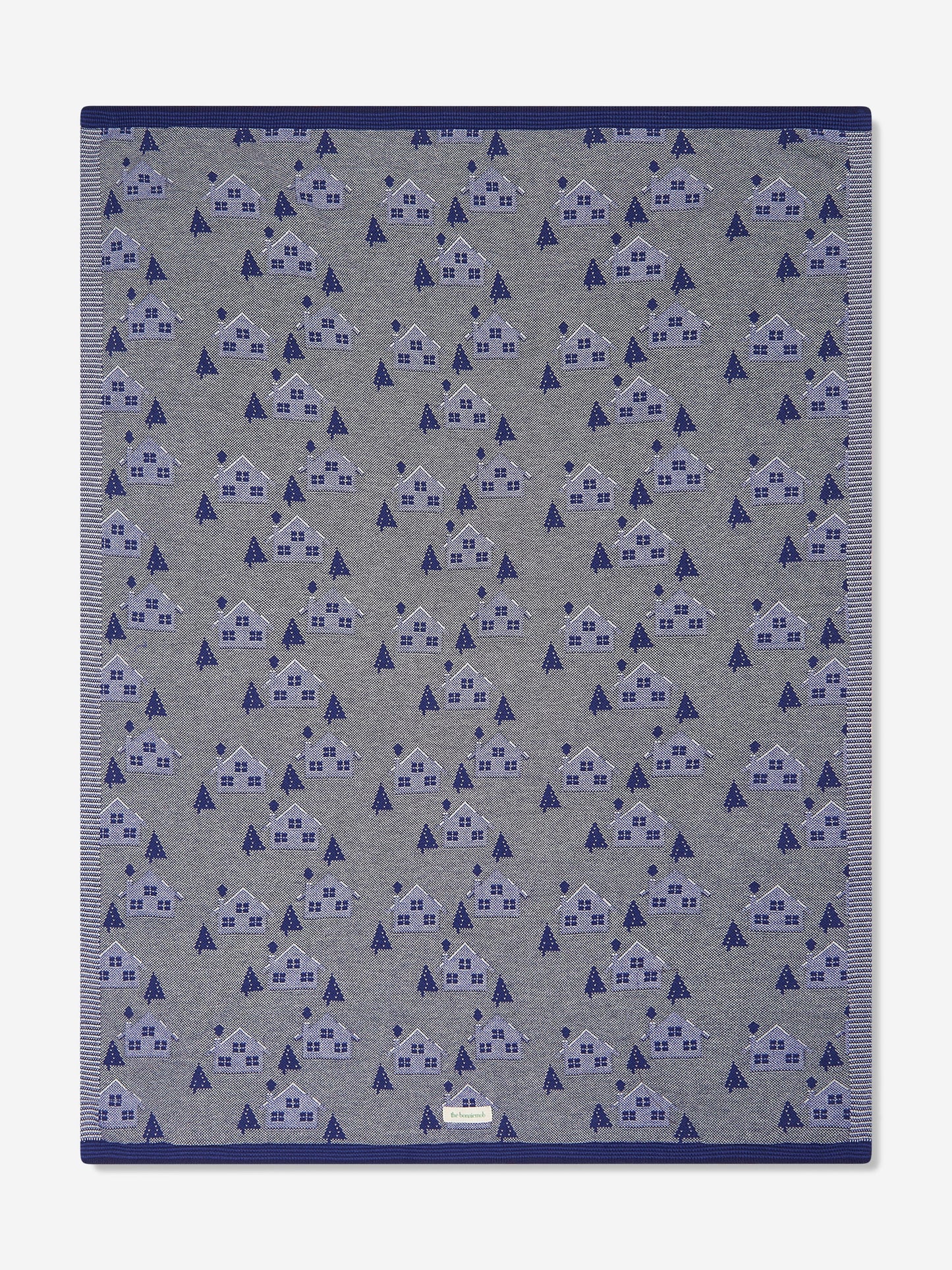 The Bonnie Mob Baby Boys Fawn Cabin Knit Shawl in Blue