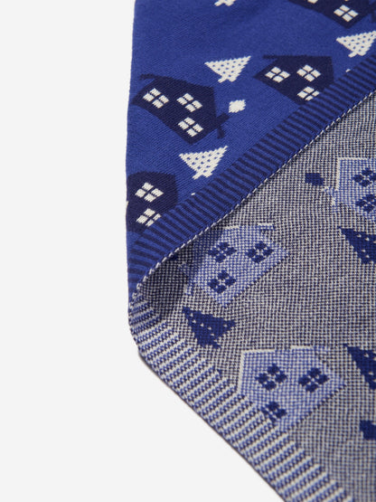 The Bonnie Mob Baby Boys Fawn Cabin Knit Shawl in Blue