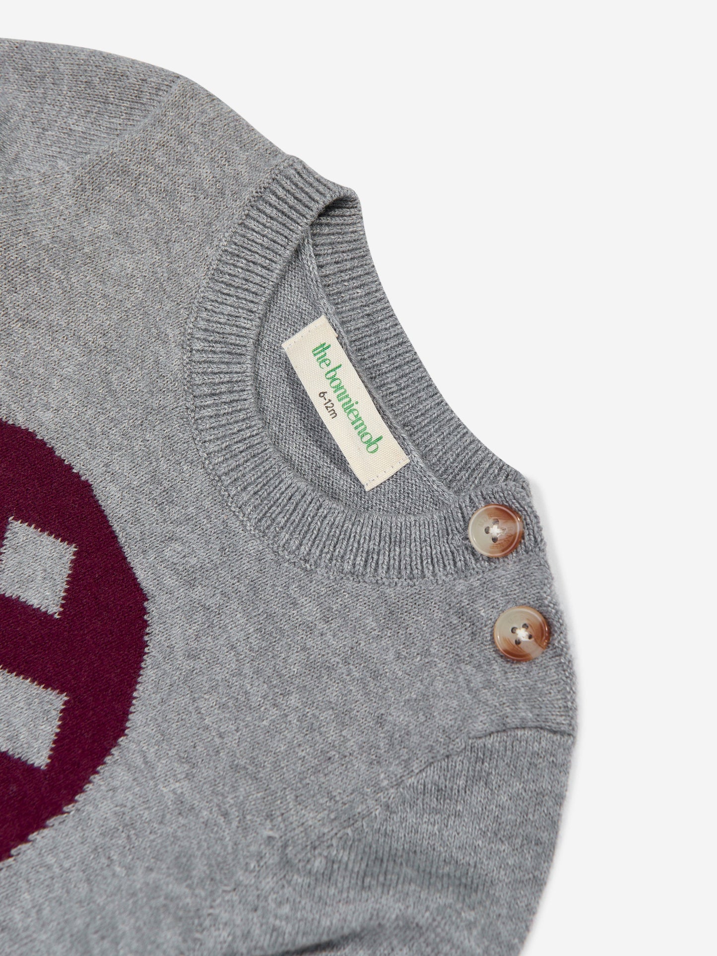 The Bonnie Mob Baby Sparrow Mushroom Knit Jumper in Grey