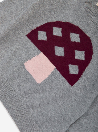 The Bonnie Mob Baby Sparrow Mushroom Knit Jumper in Grey