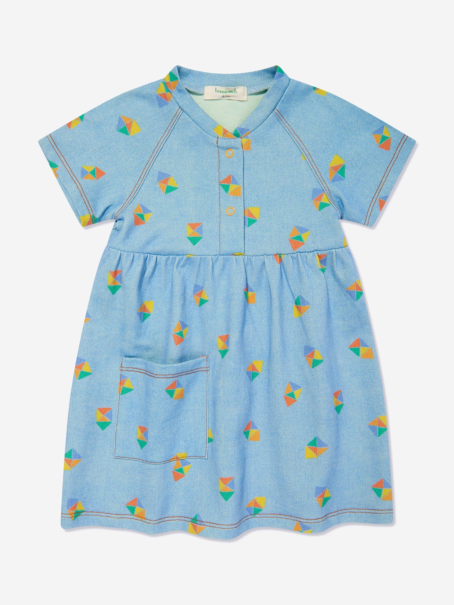 The Bonnie Mob Girls Mermaid Beach Denim Pocket Dress in Blue