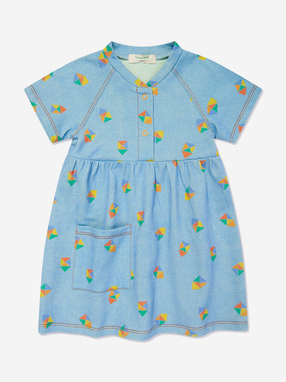 The Bonnie Mob Girls Mermaid Beach Denim Pocket Dress in Blue