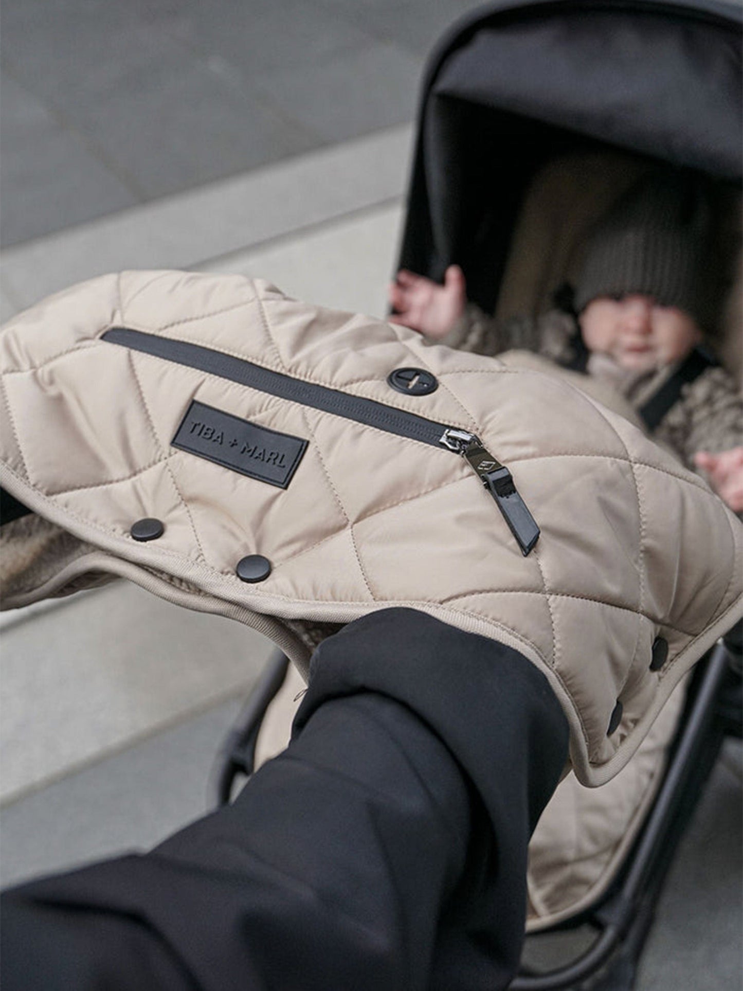 Tiba + Marl Universal Quilted Buggy Handmuff in Beige (48cm)