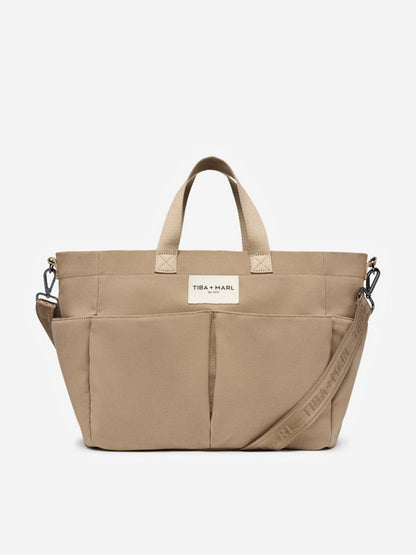 Tiba + Marl Baby Canvas Pocket Tote in Beige (30cm)