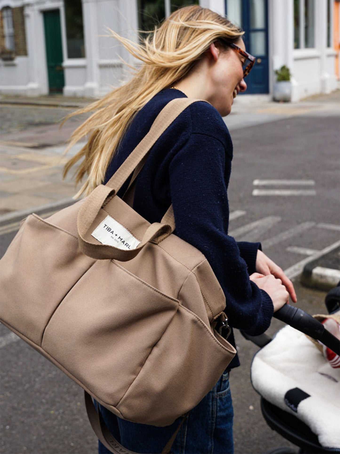 Tiba + Marl Baby Canvas Pocket Tote in Beige (30cm)