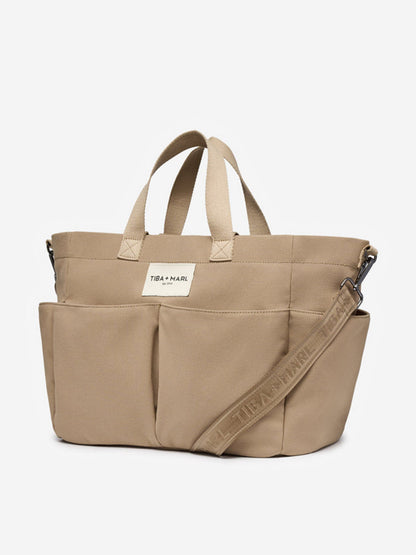 Tiba + Marl Baby Canvas Pocket Tote in Beige (30cm)