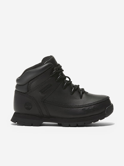 Timberland Boys Euro Sprint Mid Lace Up Boots in Black