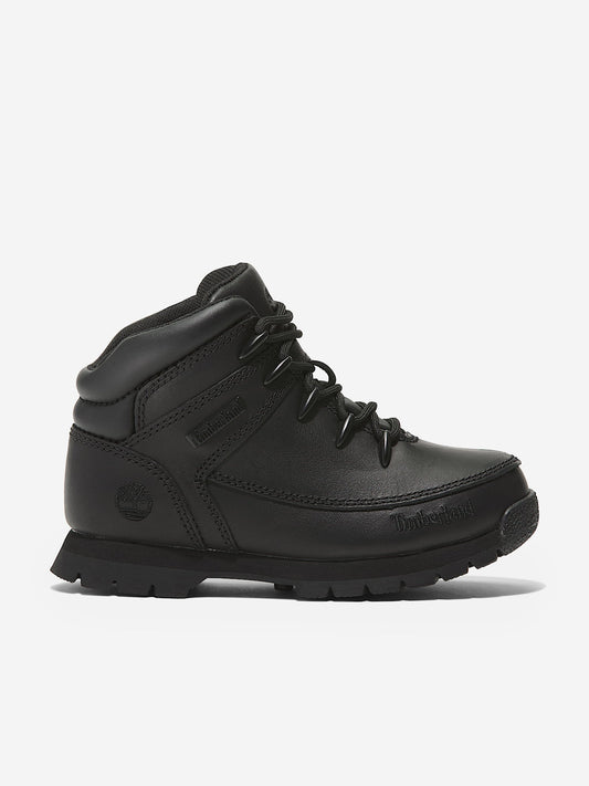 Timberland Boys Euro Sprint Mid Lace Up Boots in Black
