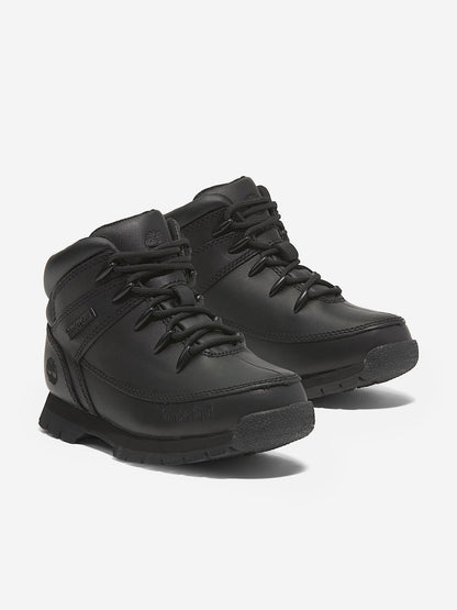 Timberland Boys Euro Sprint Mid Lace Up Boots in Black