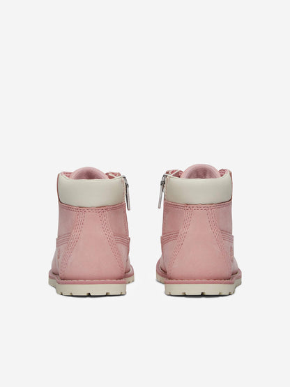 Timberland Girls Pokey Pine Mid Lace Up Boots with Zip in Pink
