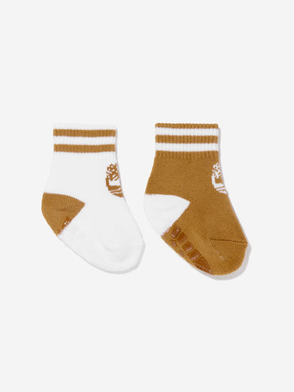 Timberland Baby 2 Pack Boot Bootie Socks Set in Beige