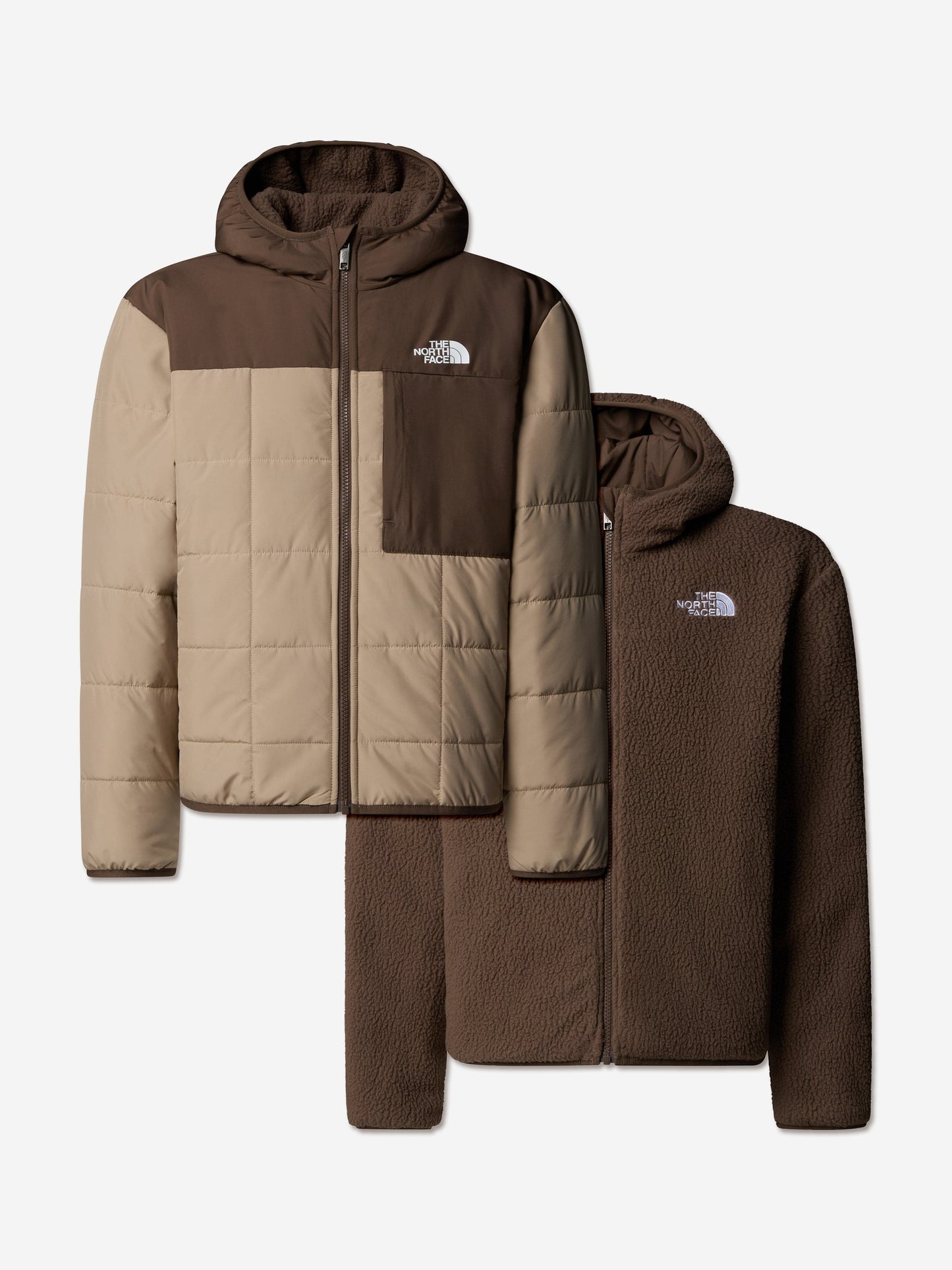 The North Face Boys Reversible Shasta Hooded Jacket in Brown