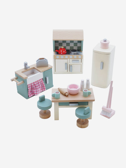 Le Toy Van Wooden Dolls House Kitchen Furniture-20 Piece (W:4.06in x D:1.02in x H:5.59in)