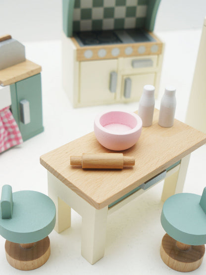Le Toy Van Wooden Dolls House Kitchen Furniture-20 Piece (W:4.06in x D:1.02in x H:5.59in)