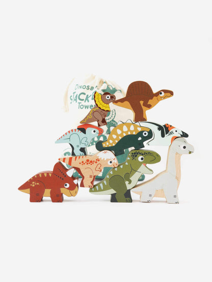 Le Toy Van Jurassic Stacking Dinosaurs & Bag-10 Piece (W:9.6 x D:3 x H:7cm)