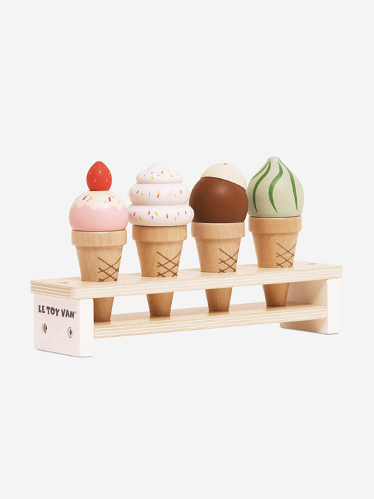 Le Toy Van Wooden Ice Cream Cones Set ( W:10cm D:10cm H:13.7cm)