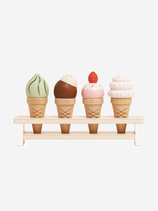 Le Toy Van Wooden Ice Cream Cones Set ( W:10cm D:10cm H:13.7cm)