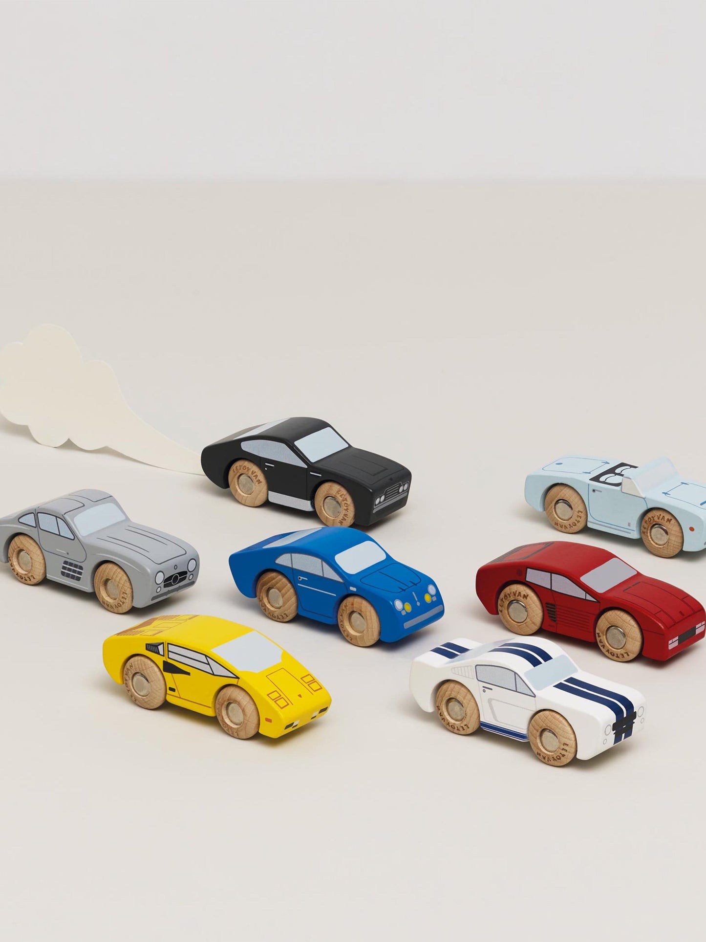 Le Toy Van Classic Wooden Sports Cars-7 Piece (W:9 x D:3 x H:3.3 cm)