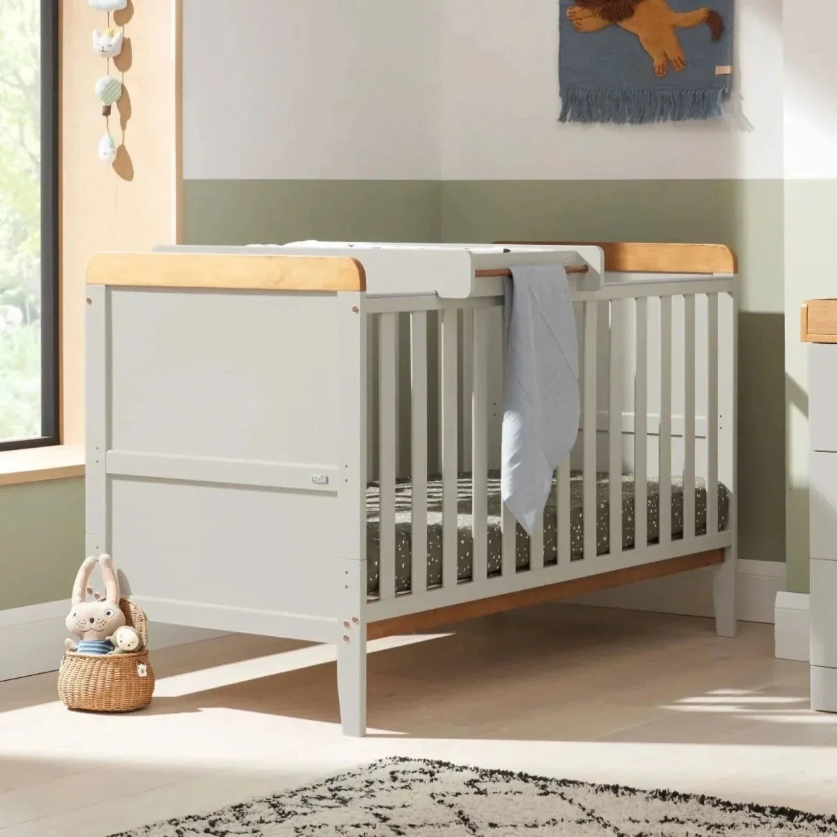 Tutti Bambini Rio 2 Piece Room Set with Deluxe Fibre Mattress - Dove Grey/Honey Oak