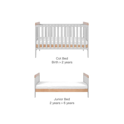 Tutti Bambini Rio 2 Piece Room Set with Deluxe Fibre Mattress - Dove Grey/Honey Oak