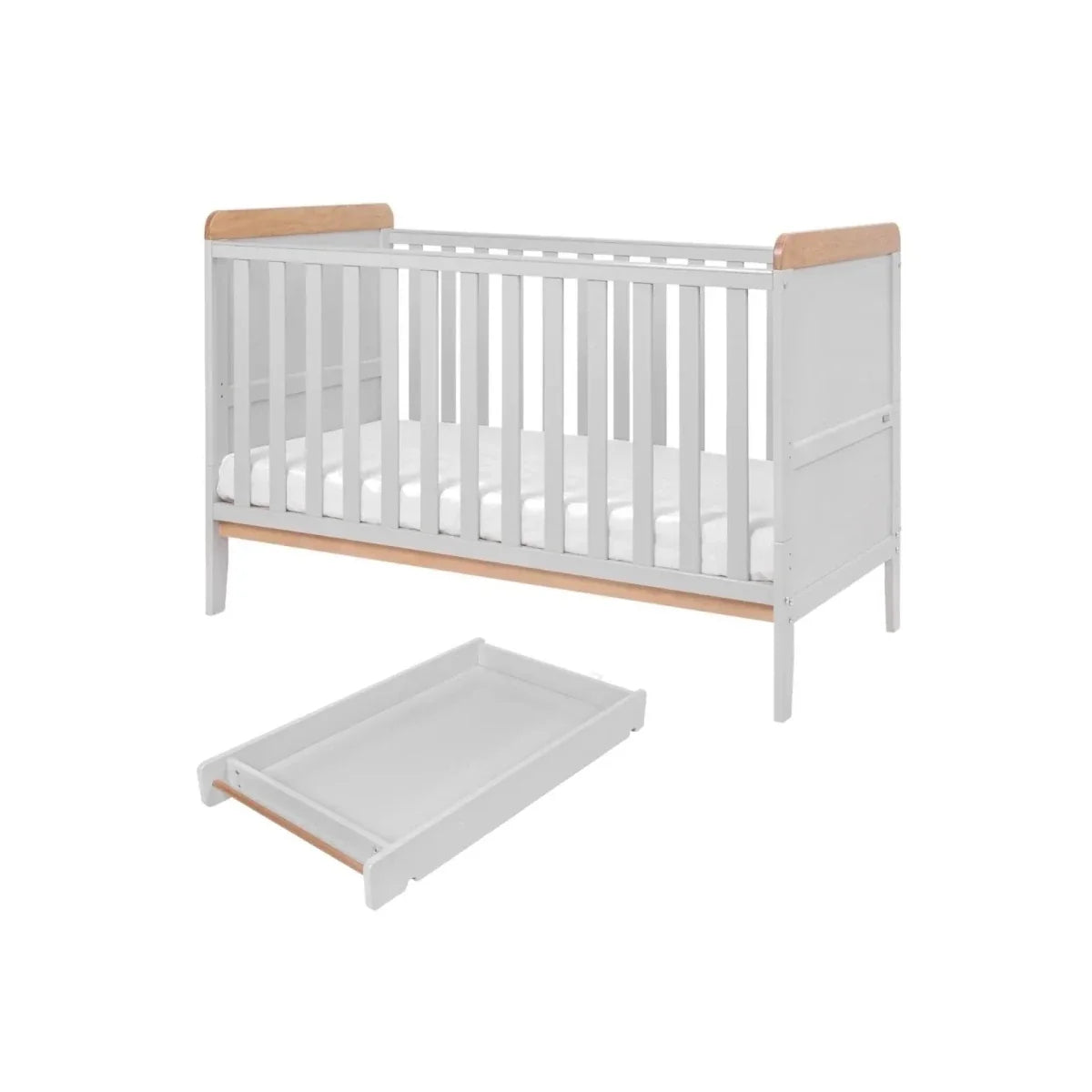 Tutti Bambini Rio 2 Piece Room Set with Deluxe Fibre Mattress - Dove Grey/Honey Oak