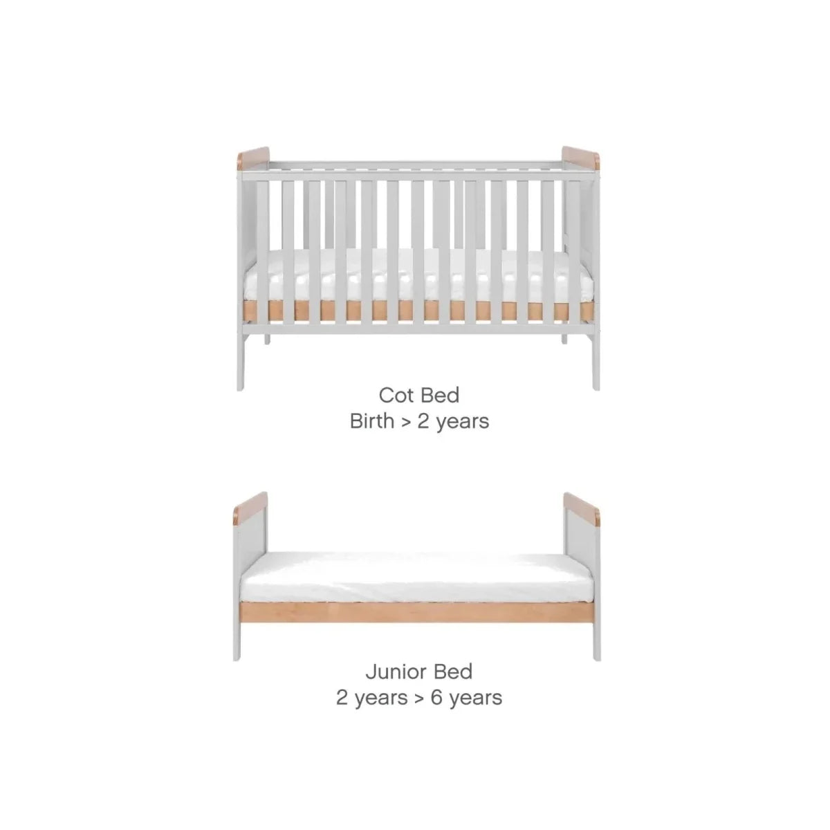 Tutti Bambini Rio 3 Piece Room Set with Pocket Sprung Mattress - Dove Grey/Honey Oak