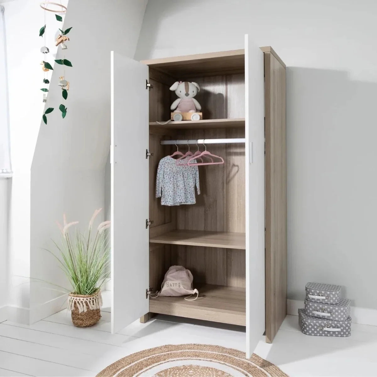 Tutti Bambini Modena 3 Piece Room Set with Deluxe Fibre Mattress - White/Oak