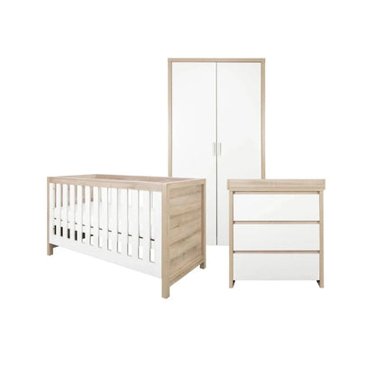 Tutti Bambini Modena 3 Piece Room Set with Pocket Sprung Mattress - White/Oak